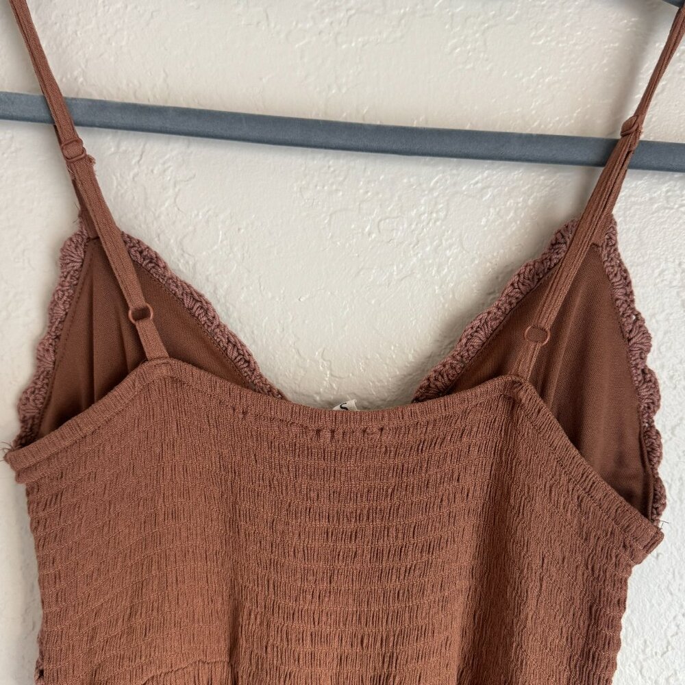 List of Blush Brown Crochet Bodice Maxi/midi Dress | Boho | Size Small - Picture 4 of 5